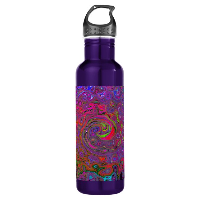 Psychedelic Groovy Magenta Retro Liquid Swirl Edelstahlflasche (Vorderseite)