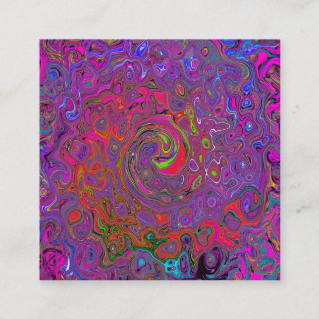 Psychedelic Groovy Magenta Retro Liquid Swirl Empfehlungskarte (Vorderseite)