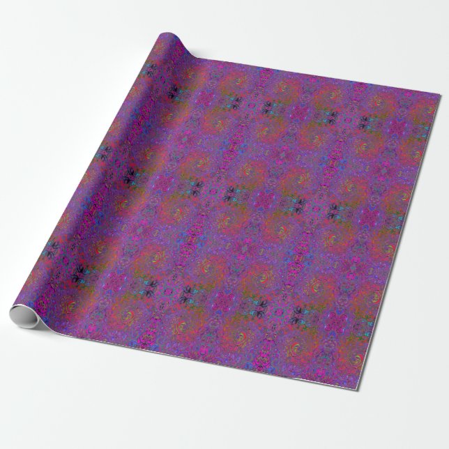 Psychedelic Groovy Magenta Retro Liquid Swirl Geschenkpapier (Ungerollt)