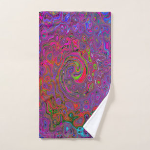 Psychedelic Groovy Magenta Retro Liquid Swirl Handtuch
