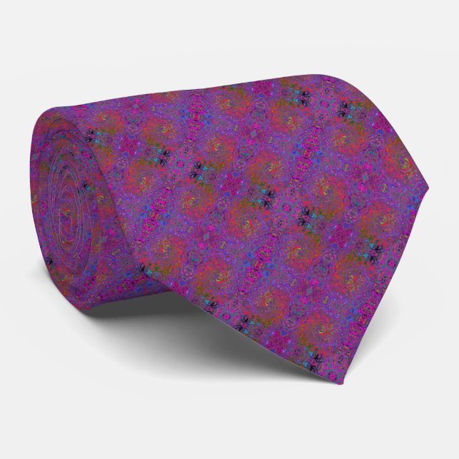 Psychedelic Groovy Magenta Retro Liquid Swirl Krawatte (Gerollt)