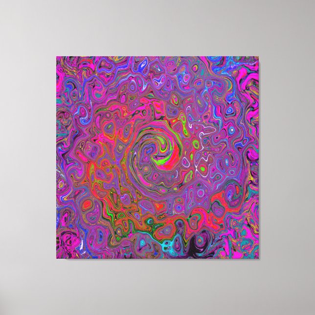 Psychedelic Groovy Magenta Retro Liquid Swirl Leinwanddruck (Vorderseite)