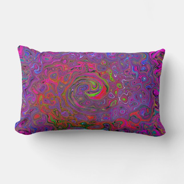 Psychedelic Groovy Magenta Retro Liquid Swirl Lendenkissen (Vorderseite)