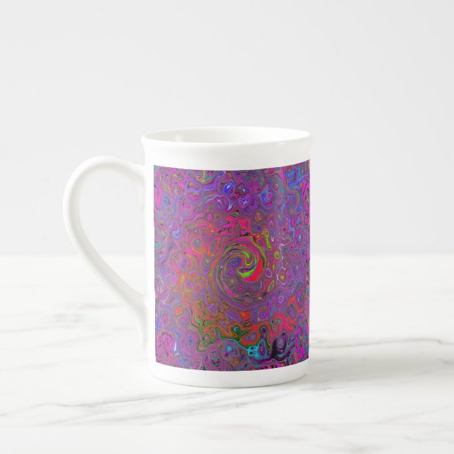 Psychedelic Groovy Magenta Retro Liquid Swirl Prozellantasse (Links)