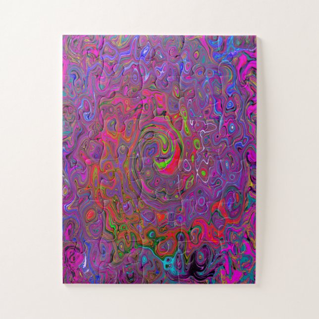 Psychedelic Groovy Magenta Retro Liquid Swirl Puzzle (Vertikal)