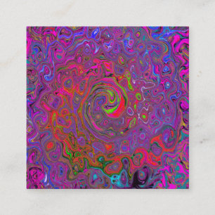 Psychedelic Groovy Magenta Retro Liquid Swirl Quadratische Visitenkarte