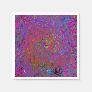 Psychedelic Groovy Magenta Retro Liquid Swirl Serviette
