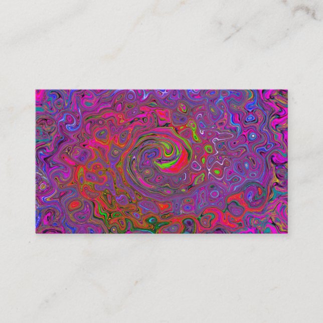 Psychedelic Groovy Magenta Retro Liquid Swirl Visitenkarte (Vorderseite)