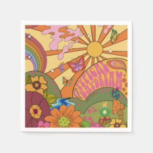 Psychedelic Groovy Retro Paper Party Napkins Serviette