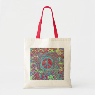 Psychedelic Groovy Trippy Peace Sign Tragetasche