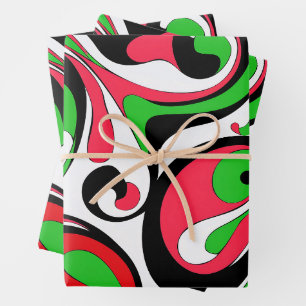 Psychedelic Groovy Weihnachtsfeiertage Wirbel Geschenkpapier Set