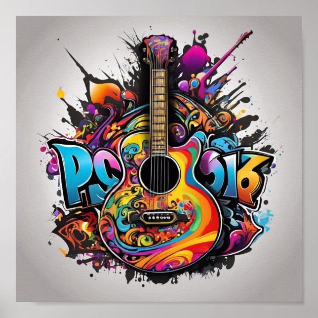 Psychedelic Guitar Poster (Vorne)