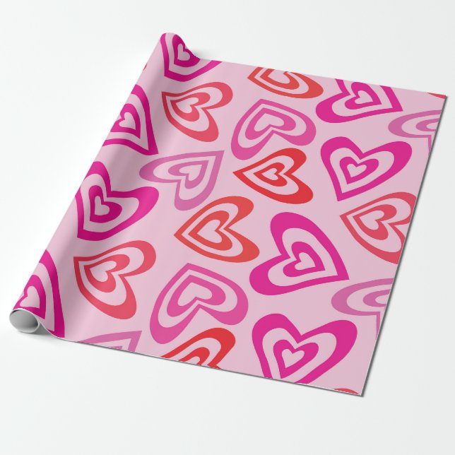Psychedelic Hearts Liebe Valentinstag Geschenkpapier (Ungerollt)