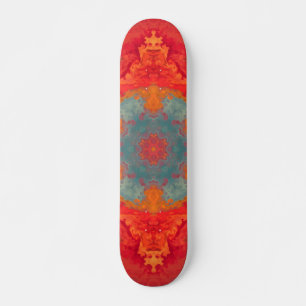Psychedelic Hippie Blue Orange and Red Skateboard