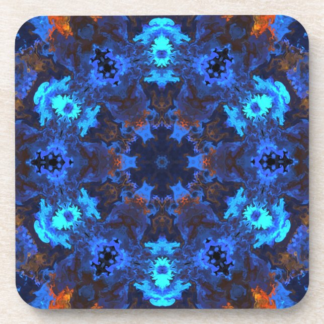 Psychedelic Hippie Blue und Orange Getränkeuntersetzer (Vorderseite)