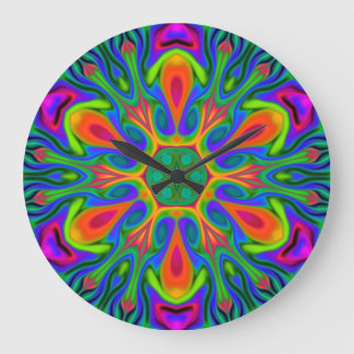 Psychedelic Hippie Blume Rainbow Große Wanduhr