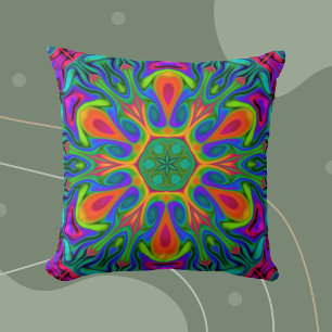 Psychedelic Hippie Blume Rainbow Kissen