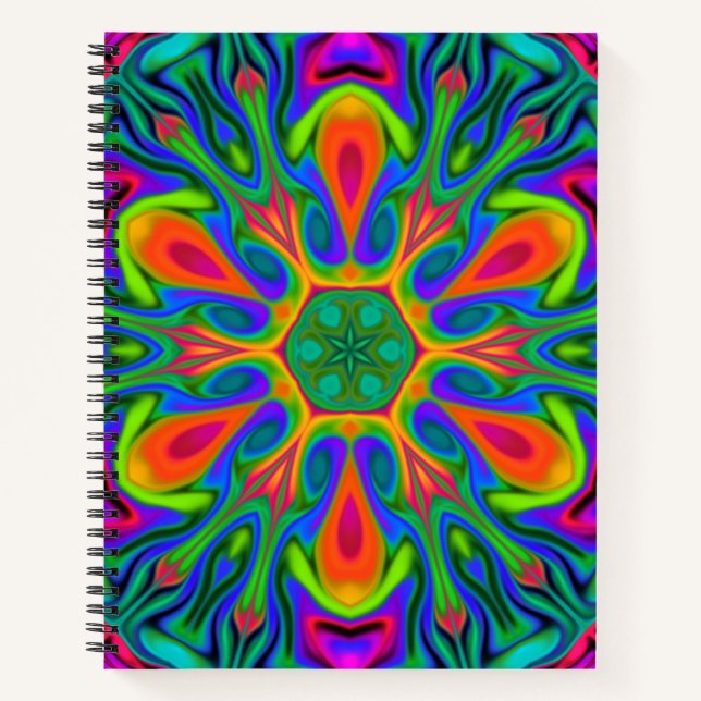 Psychedelic Hippie Blume Rainbow Notizbuch (Vorderseite)