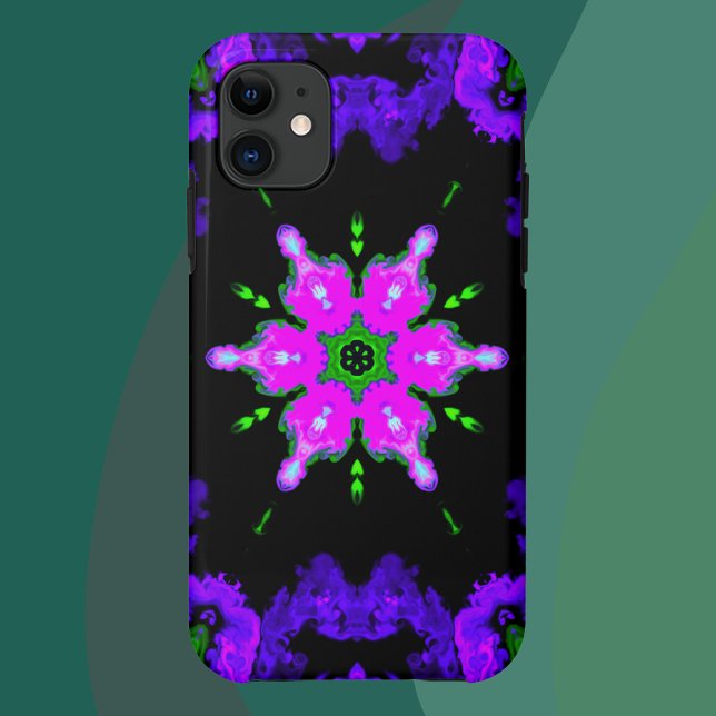 Psychedelic Hippie Flower Pink Purple and Green Case-Mate iPhone Hülle (Von Creator hochgeladen)
