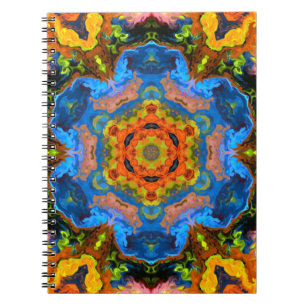 Psychedelic Hippie Orange Blue und Green Notizblock
