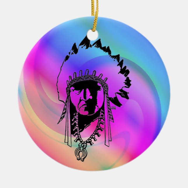 Psychedelic Indian Chief Ornament (Vorne)
