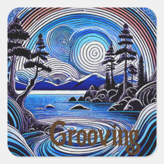 Psychedelic Lake Mountain Aufkleber