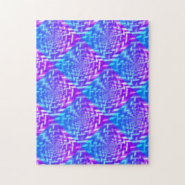 Psychedelic Lila Blue Square in Square Puzzle