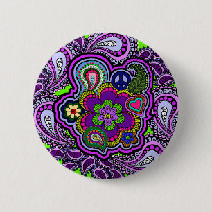 Psychedelic Lila Paisley Button