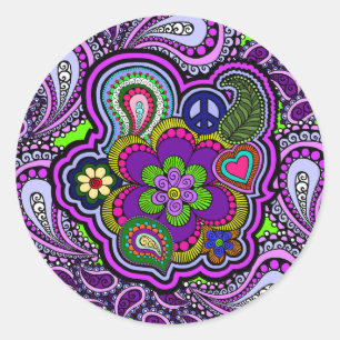 Psychedelic Lila Paisley Sticker