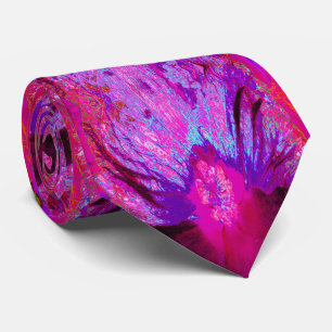 Psychedelic Lila und Magenta Hibiskus Blume Krawatte