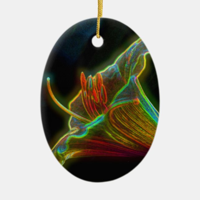 Psychedelic Lily Digital Art Blume Ornament (Vorne)