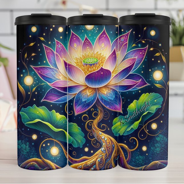 Psychedelic Lotus Blume Cosmic Roots Thermosbecher (Von Creator hochgeladen)