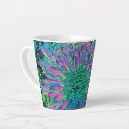 Psychedelic Magenta Aqua und Lime Green Dahlia Milchtasse