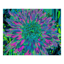Psychedelic Magenta Aqua und Lime Green Dahlia Poster
