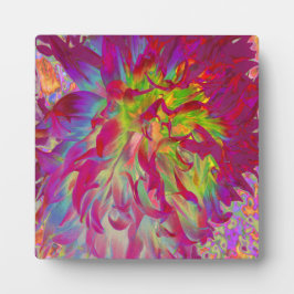 Psychedelic Magenta und Yellow Dahlia Blume Fotoplatte
