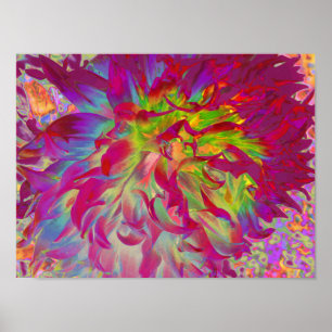 Psychedelic Magenta und Yellow Dahlia Blume Poster