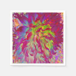 Psychedelic Magenta und Yellow Dahlia Blume Serviette