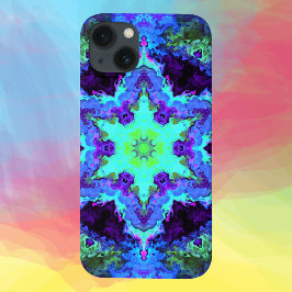 Psychedelic Mandala Blume Blau Grün und Lila Case-Mate iPhone Hülle