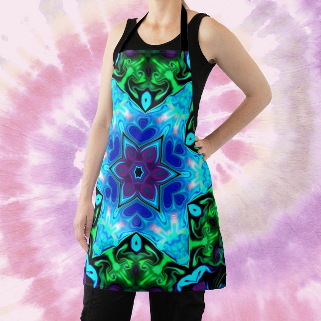Psychedelic Mandala Blume Blau Lila und grün Schürze (Von Creator hochgeladen)