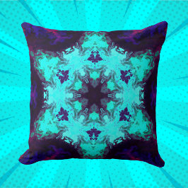 Psychedelic Mandala Blume Blau und Lila Kissen