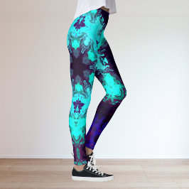 Psychedelic Mandala Blume Blau und Lila Leggings