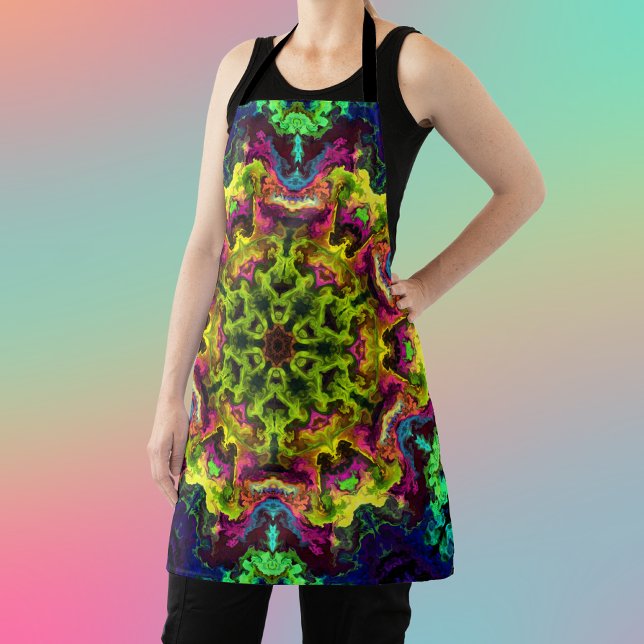 Psychedelic Mandala Blume Grün Blau und Lila Schürze (Von Creator hochgeladen)