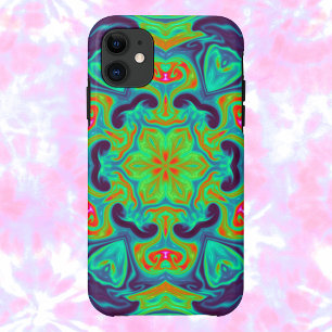 Psychedelic Mandala Blume Grün Blau und Rot Case-Mate iPhone Hülle
