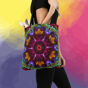 Psychedelic Mandala Blume Lila Orange und Green