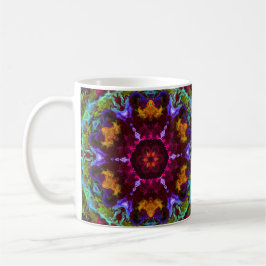 Psychedelic Mandala Blume Lila Orange und Green Kaffeetasse