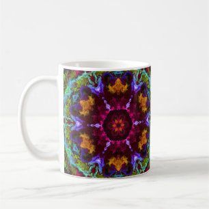 Psychedelic Mandala Blume Lila Orange und Green Kaffeetasse
