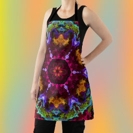 Psychedelic Mandala Blume Lila Orange und Green Schürze
