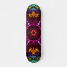 Psychedelic Mandala Blume Lila Orange und Green Skateboard
