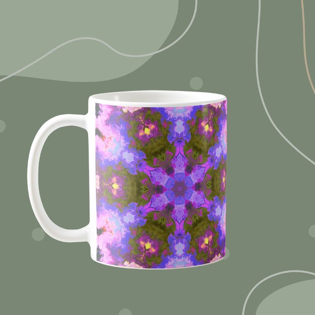 Psychedelic Mandala Blume Lila und blau Kaffeetasse (Von Creator hochgeladen)