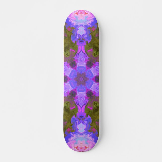 Psychedelic Mandala Blume Lila und blau Skateboard (Vorne)